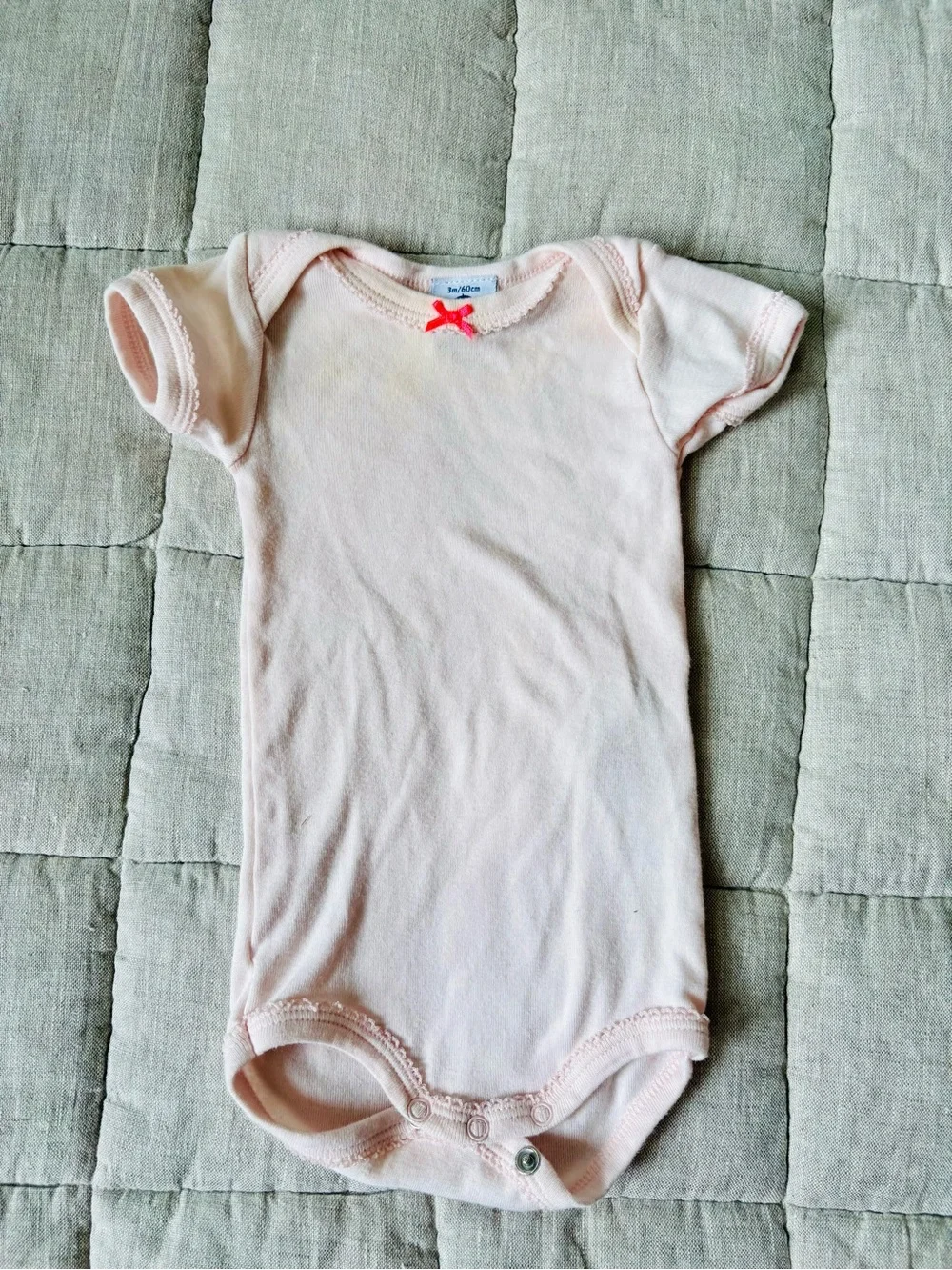 Petit Bateau Pink and Light Pink Short-Sleeve Baby Bodysuits, 0-3m